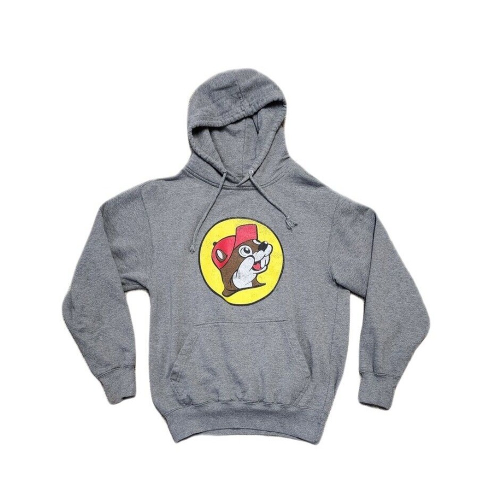 BUC-EE's Hoodie Sweater Mens‎ Sm Gray Pullover Long Sleeve Beaver
